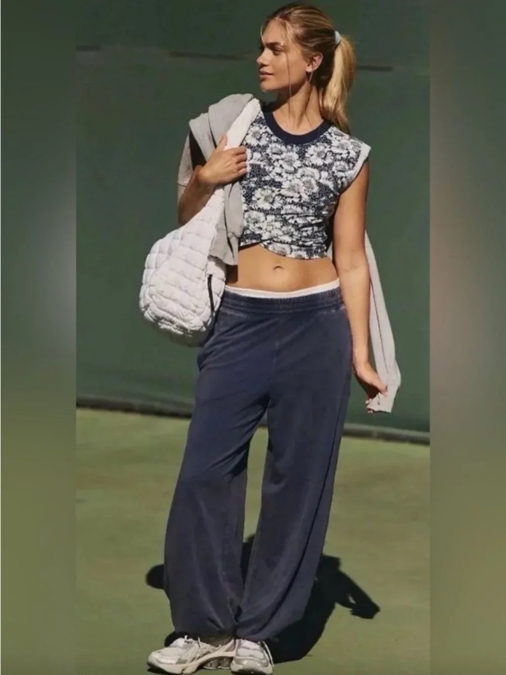 Free People Hot Shot Pants M Blue Pull On Stretch Athleisure Lounge Everyday